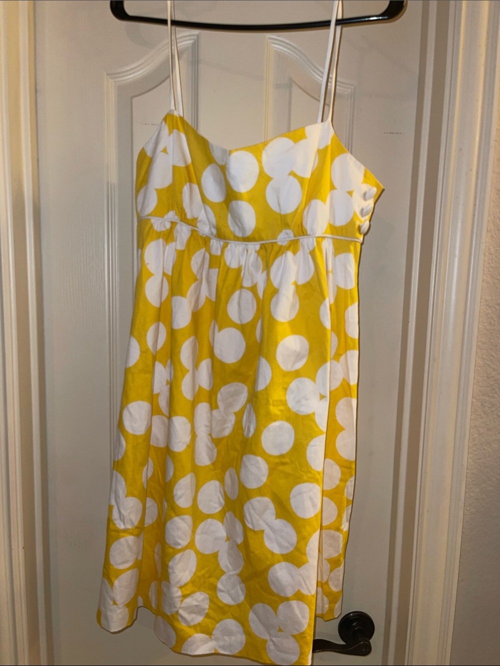 Bright Yellow Polka Dot Spaghetti Strap Dress
